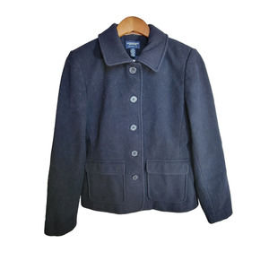 American Eagle Outfitters Black 80% Wool Blend Coat Jacket Pocket Size Medium‎